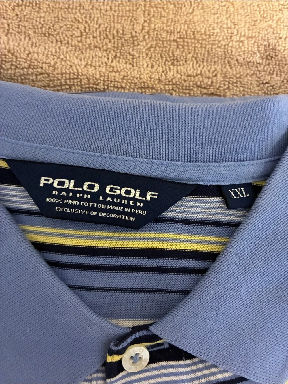 Ralph Lauren Men’s Polo Golf Shirts - lot of‎ 2 Blue Stripe & Cream Stripe